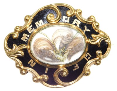 Lot 224 - A Victorian gold plate and black enamel...