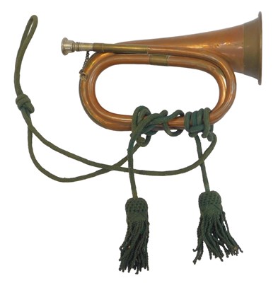 Lot 278 - A copper and brass bugle, with two tassel...