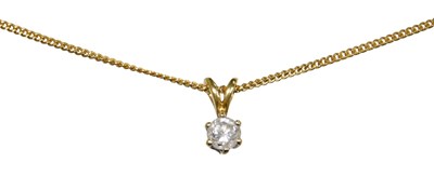 Lot 652 - A diamond solitaire pendant, in a claw setting...