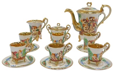 Lot 287 - A Capodimonte relief moulded coffee...