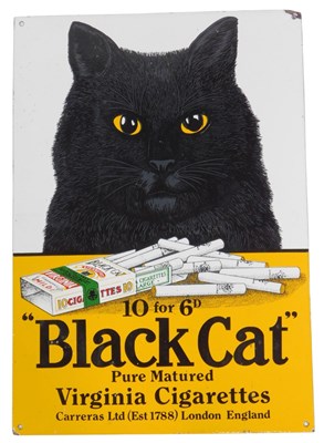 Lot 310 - A Black Cat Virginia Cigarettes enamel sign,...