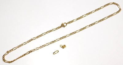 Lot 655 - A 9ct gold figaro link neckchain, on a bolt...