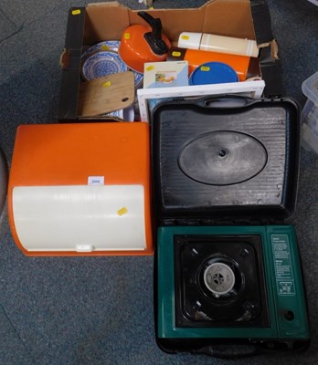 Lot 2008 - Sundry items, including an orange bread bin,...