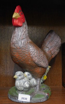 Lot 2030 - A pottery chicken with chicks, 31cm high.