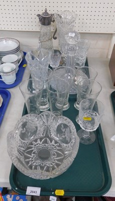 Lot 2043 - Glassware, including cut glass items, etched...
