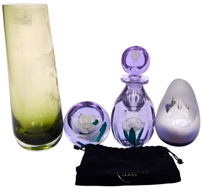 Lot 243 - A Caithness England's Rose glass scent bottle...
