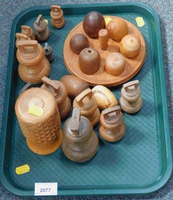 Lot 2077 - A collection of treen, including weights,...