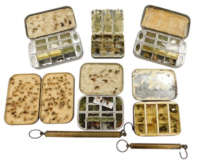 Lot 331 - Six fly boxes, one marked Hardy Brothers of...