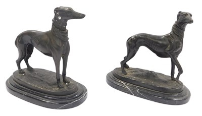 Lot 348 - After Mene. Two bronze Greyhound figures, one...