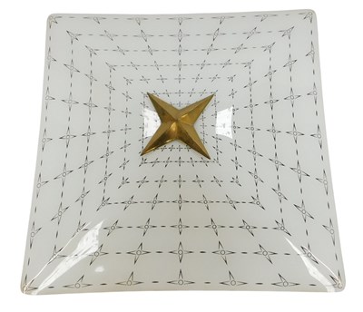 Lot 352 - A mid century ceiling light, the square glass...