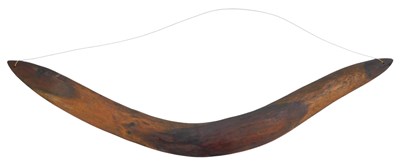 Lot 382 - A wooden boomerang, 66cm long. Purchased in...