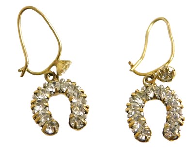 Lot 436 - A pair of 1930s paste set horseshoe-shaped...