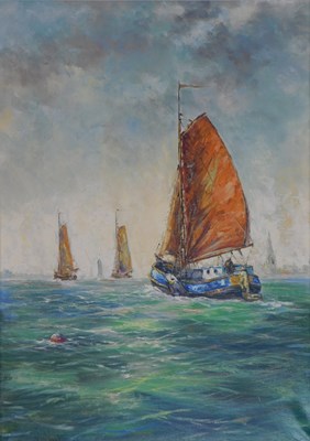 Lot 424 - V Vulpen (20thC School). Fishing boats on calm...