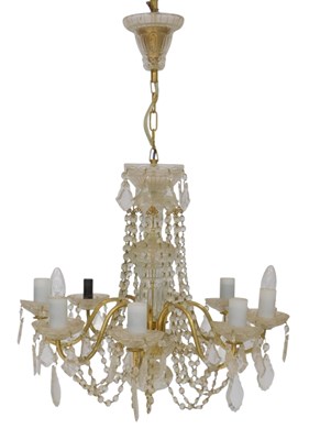 Lot 412 - A 20thC eight-branch chandelier, with beaded...
