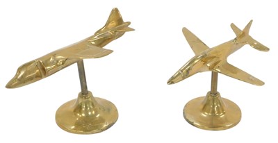 Lot 440 - Two brass desk stands modelled as fighter...