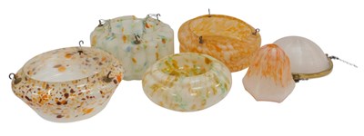 Lot 416 - Four mottled glass light shades, each of a...