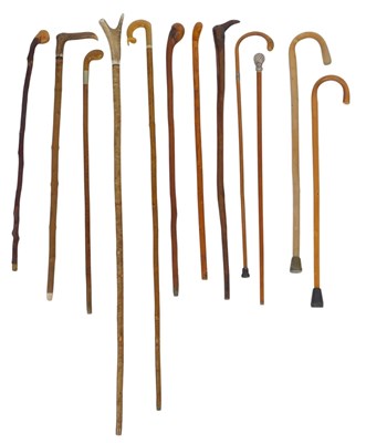 Lot 418 - A group of walking sticks, including one with...