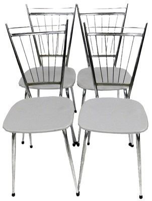 Lot 673 - A set of four mid-century chrome bistro chairs,...