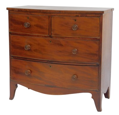 Lot 507 - A 19thC mahogany bow front chest, of two short...