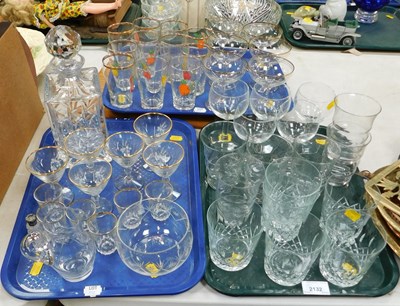 Lot 2132 - Glassware, including cut glass tumblers,...