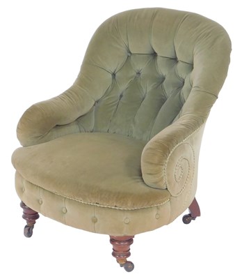 Lot 546 - A Victorian mahogany button-back nursing chair,...