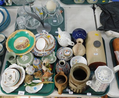 Lot 2093 - Ceramics, including a hot water bottle, teapot,...