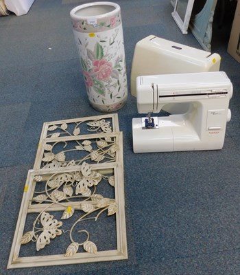 Lot 2107 - A ceramic floral decorated stick stand, a...