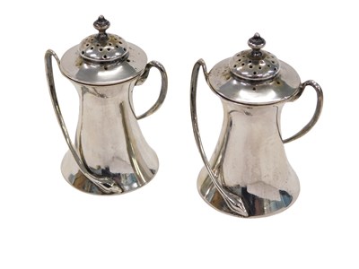 Lot 106 - A pair of George V Art Nouveau silver salt and...