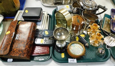 Lot 2140 - Metalwares, including a silver-plated teapot,...
