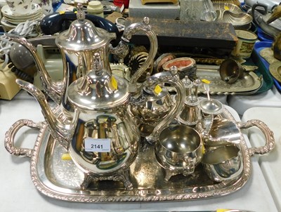 Lot 2141 - Metalware, including a white metal tea and...