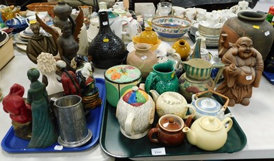 Lot 2143 - Ceramics and treen, including teapots, jugs, a...