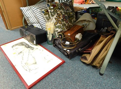 Lot 2166 - Cushions, a leather case and other luggage, a...