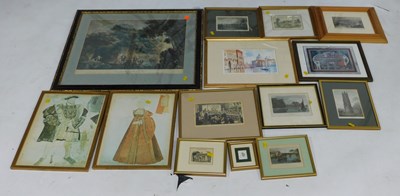 Lot 2174 - Pictures and prints, including engravings,...