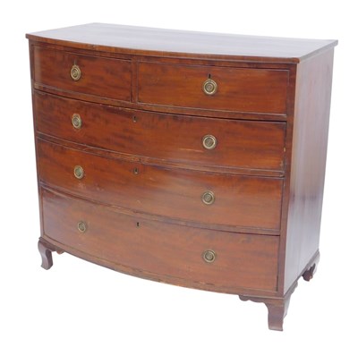 Lot 512 - A George VII mahogany bow front chest, of two...