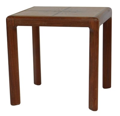 Lot 513 - A 1970s G-Plan teak tile top table, the top of...