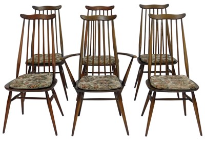 Lot 519 - Six Ercol Goldsmith dark elm and ash dining...