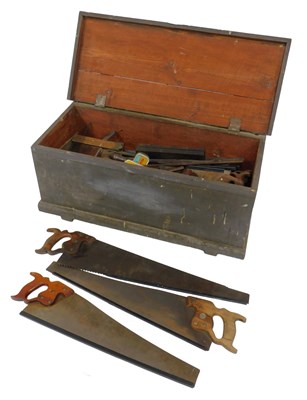 Lot 531 - A stained pine tool chest, the hinged lid...