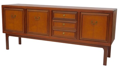 Lot 538 - A 1970s teak sideboard, the rectangular top...