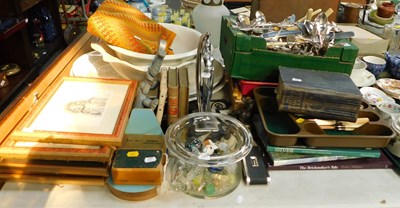 Lot 2204 - Metalware including flatware, etc, glass bowl...