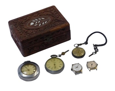 Lot 223 - Five various pocket watches and wristwatches,...