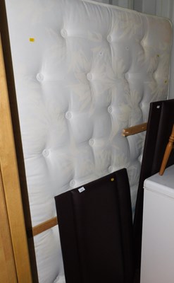 Lot 1093 - Two brown leatherette upholstered headboards,...