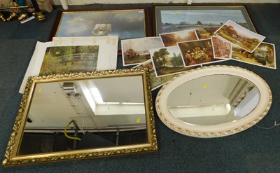 Lot 2184 - Pictures and prints, and mirrors, to include a...