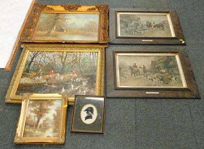 Lot 2186 - Pictures and prints, including two large oil...