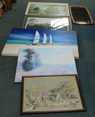 Lot 2197 - Pictures and prints, to include a marine scene,...