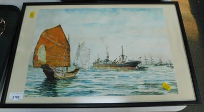Lot 2198 - A watercolour of the Shipping Lane changing...