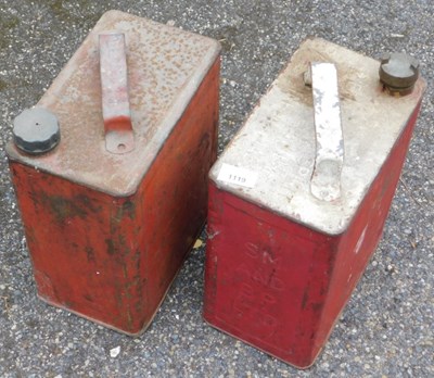 Lot 1119 - Two red painted tin fuel cans.