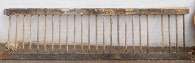 Lot 1130 - A section of wooden stable railing, 90cm high,...
