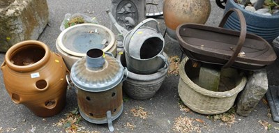 Lot 1138 - Garden wares, including plant pots, galvanised...