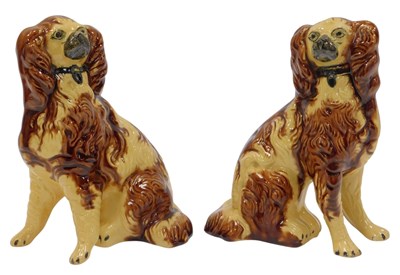 Lot 252a - A pair of mid 19thC pottery Staffordshire...