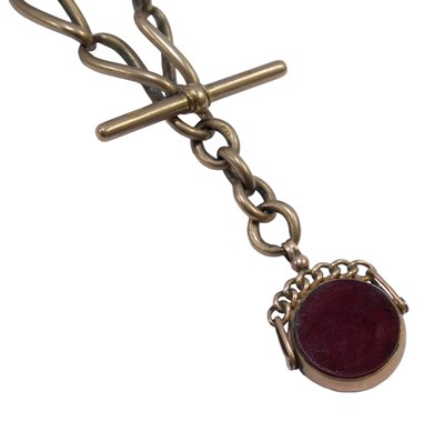 Lot 5 - A 9ct gold watch chain, the hollow links each...
